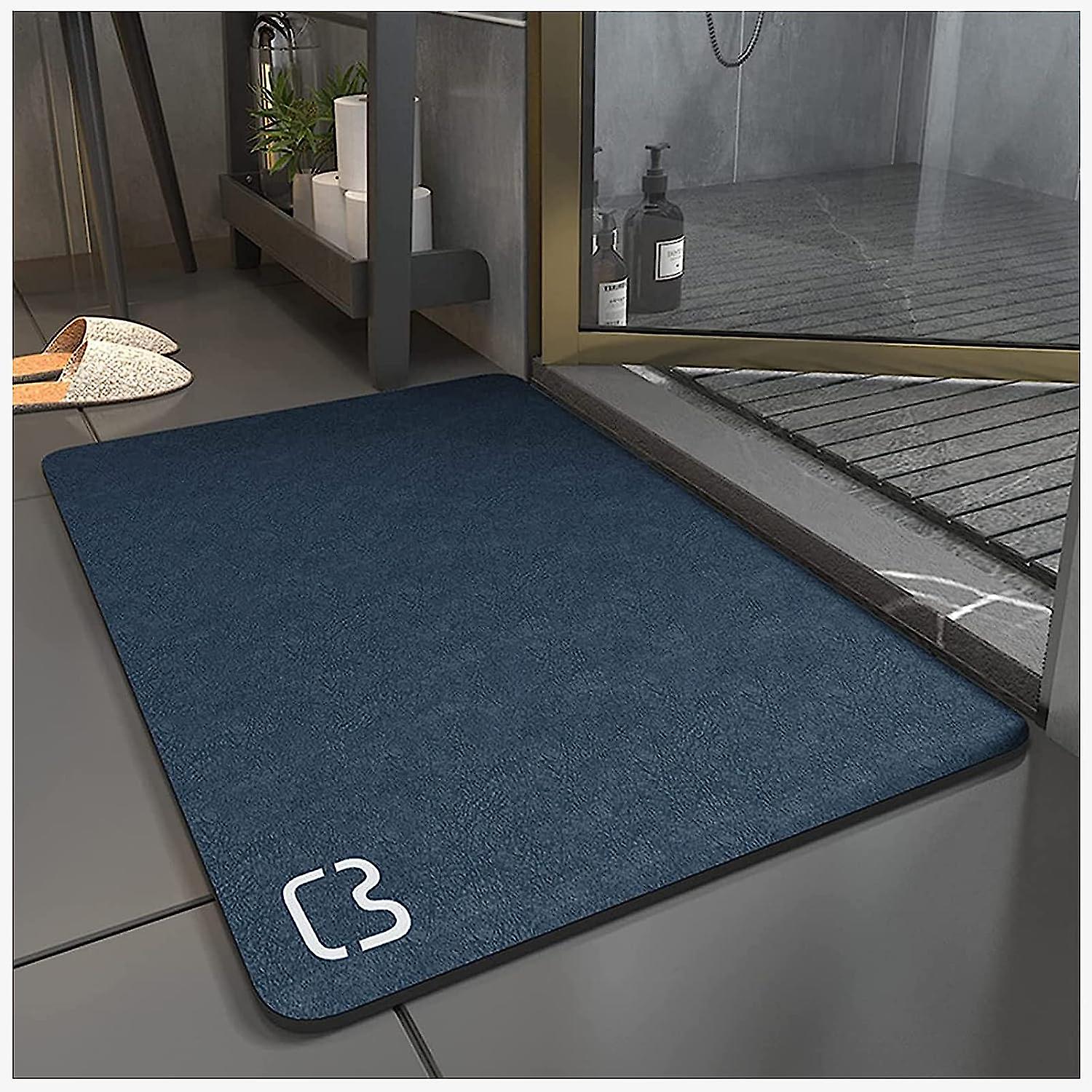Super Absorbent Non-slip Bath Mat Diatomite Microfiber Bathroom Mat Bath Mat Shower Mat Soft Quick Drying (dark Blue, 60 90)