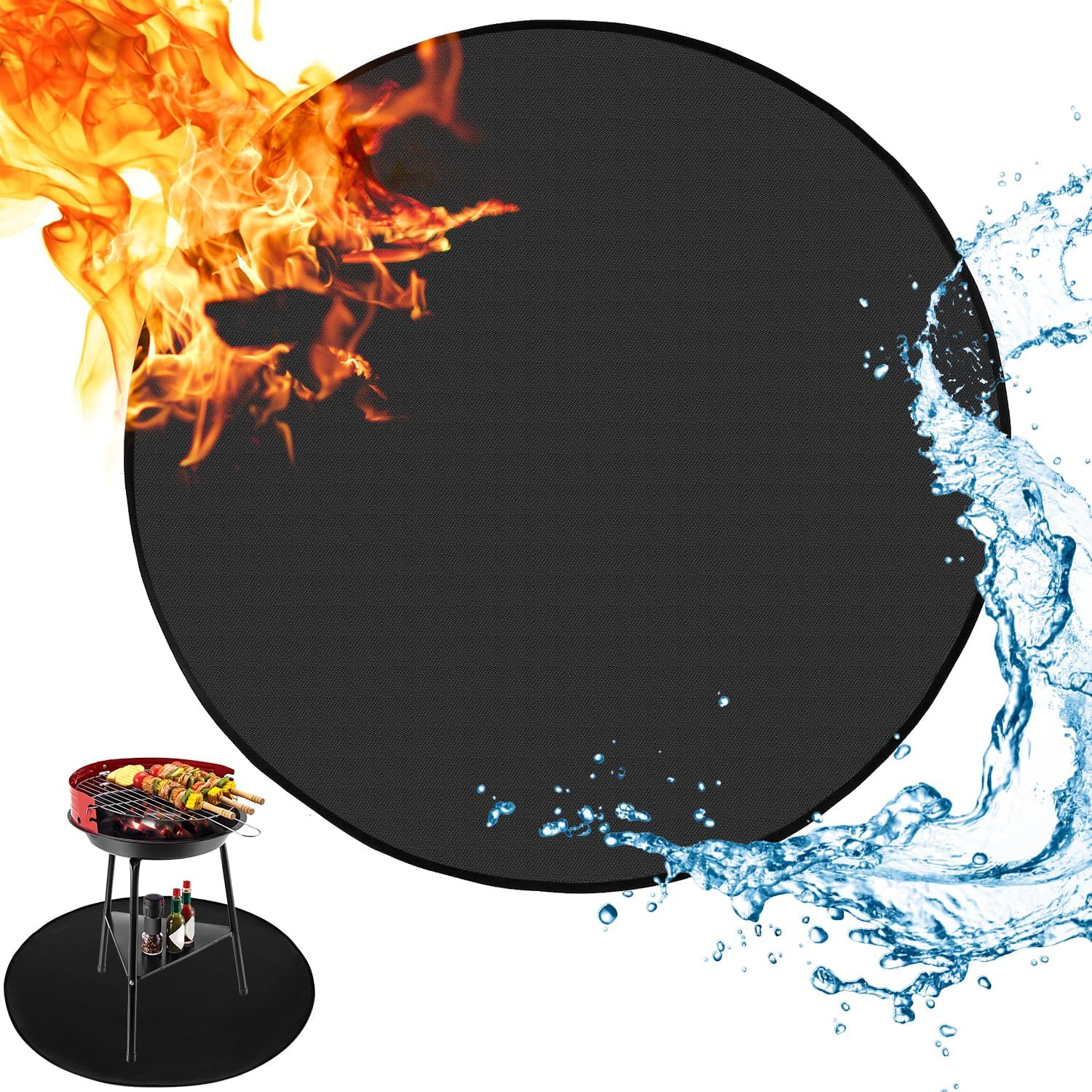 Tapis Rond Résistant Au Feu 91 Cm - Tapis De Sol En Fibre De Verre Pour Barbecues Et Cheminées - Protection De Sol Ignifuge Et Facile À Transporter