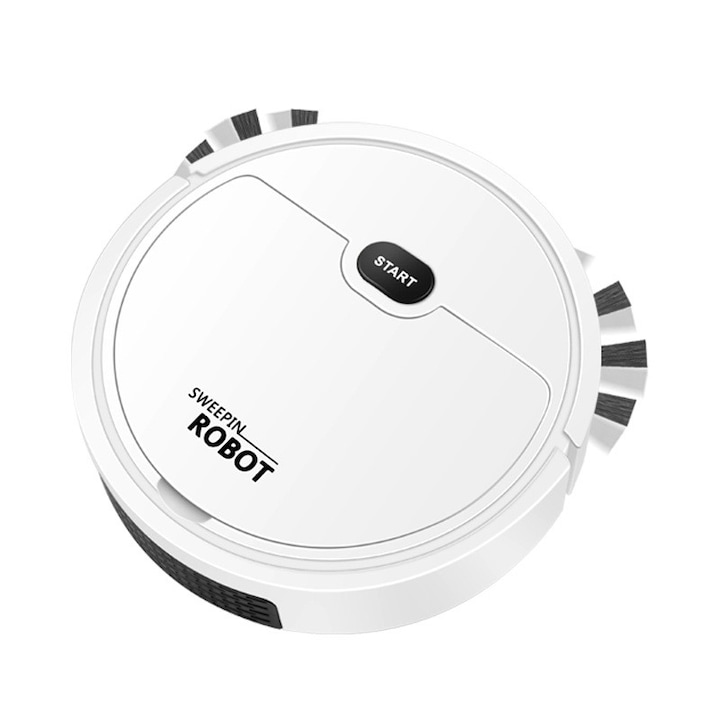Aspirator Robot 3 In 1, Plastic, Functie De Aspirare Si Mop, Alb, Pentru Apartamente Mici
