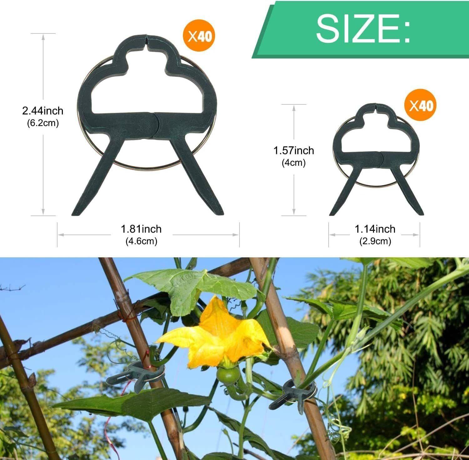 80pcs Clips De Support Réglable Pour Plantes Caches De Tuteurs De Jardin Structure De Support Attache Pour Jardin, Vigne, Légumes, Tomates(40 Grands Clips Et 40 Petits Clips)