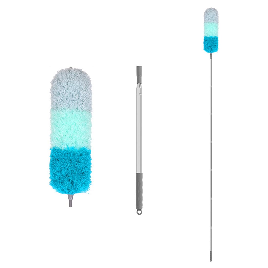 Plumeau Télescopique Extra Long 250 Cm,microfibre Avec Poignée Acier Inoxydable – Idéal Pour Dépoussiérer Maison Et Voiture