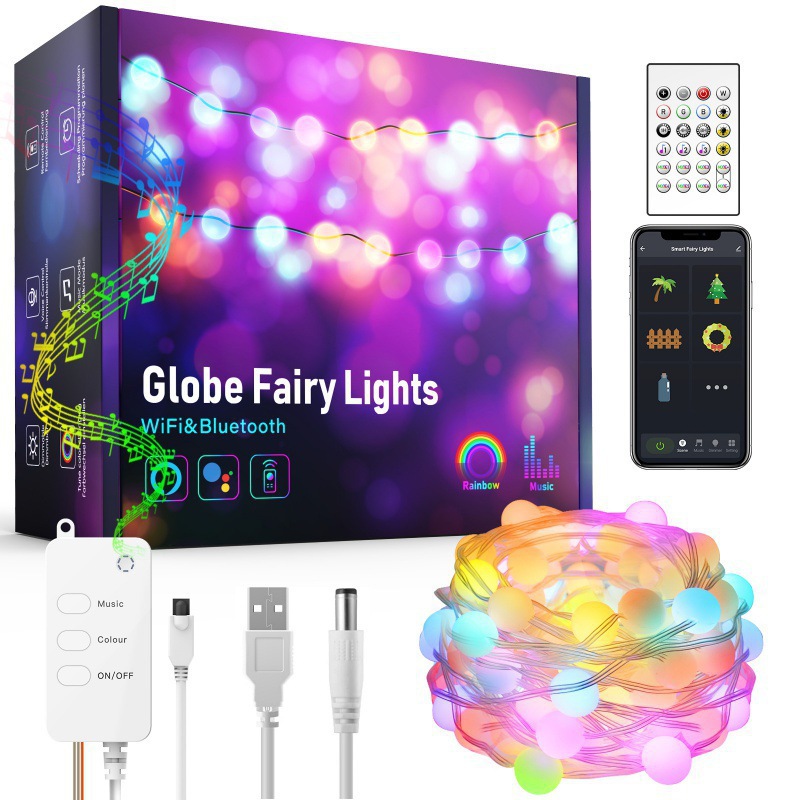 Led Smart Wifi Guirlande Lumineusem, Guirlande D'Éclairage Fairy Lights Contrôle Par Application, Synchronisation De La Musique, Ip65 (5m)