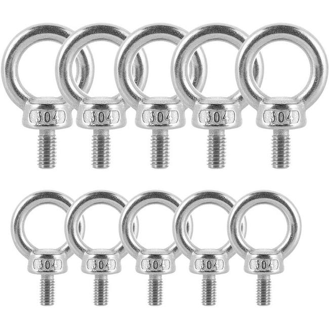 Lot De 12 Anneaux - Boulons À Œil Python En Acier Inoxydable 304 M3 Pour Équipements De Levage.