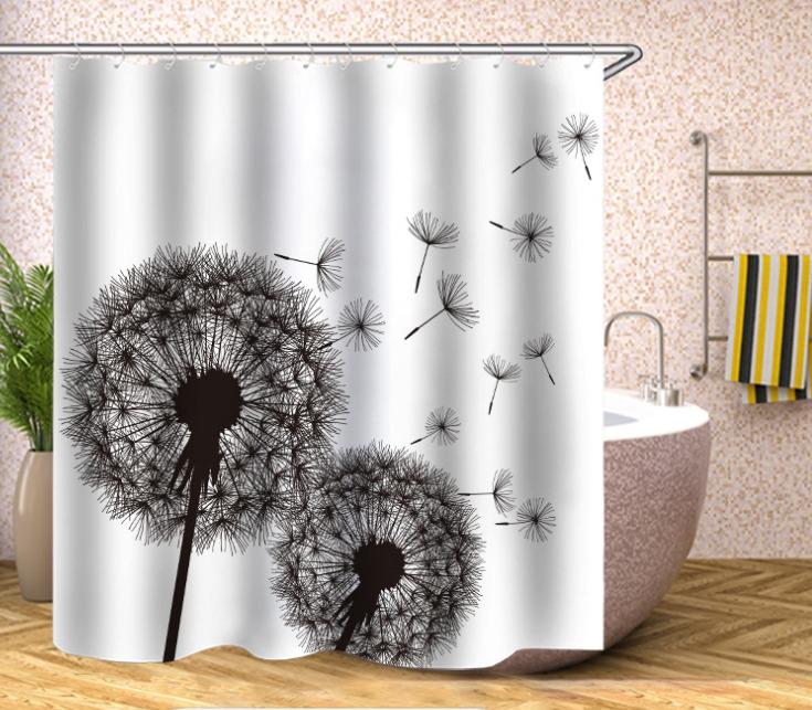 Rideau De Douche Anti-moisissure, Rideau De Douche Original, Lavable En Machine Et Imperméable, 180180dandelionwhite