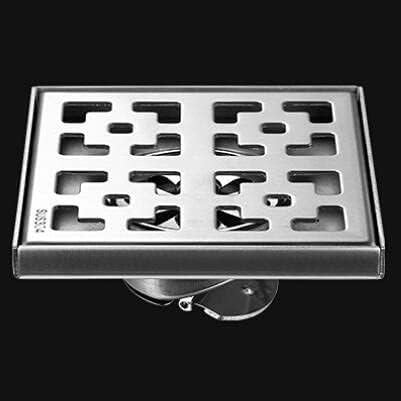Authentic 12/15/20 Cm Retro Window Grille Floor Drain Stainless Steel Large Flow Drainage Bathroom Square Comb Floor (color: 12x12cm)