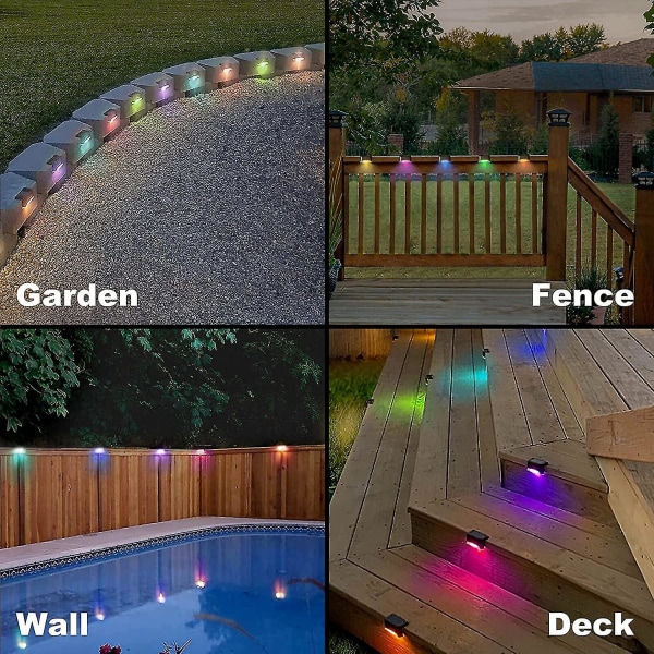 Lot De 16 Lampes Solaires De Terrasse, Étanches, À Led, Pour Escaliers, Rampes, Échelles, Clôtures, Cours Et Allées. Multicolores (rgb).