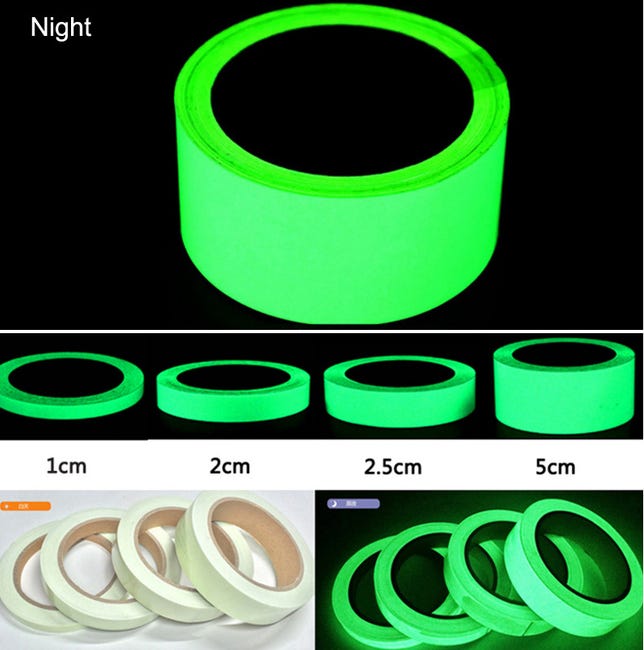 Ruban Adhésif Fluorescent Lumineux 2 Volumes, Étanche, Amovible, Brille Dans Le Noir, Pour Escaliers, Scène, Chambre À Coucher, Garage – 2,5 Cm X 3 M