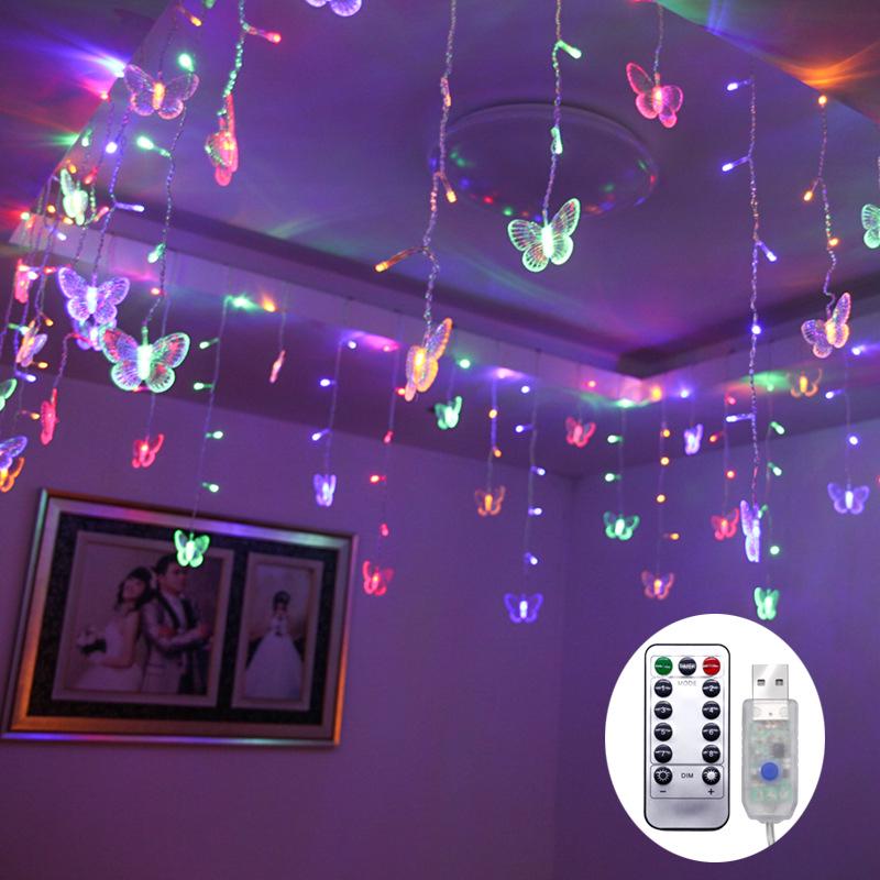 Led-lichterkette In Schmetterlingsform Für Partys Und Heimdekoration, Blinkende Lichterkette Mit Niedervolt-funktion, Dekorative Schlafzimmerbeleuchtung, Mehrfarbig.