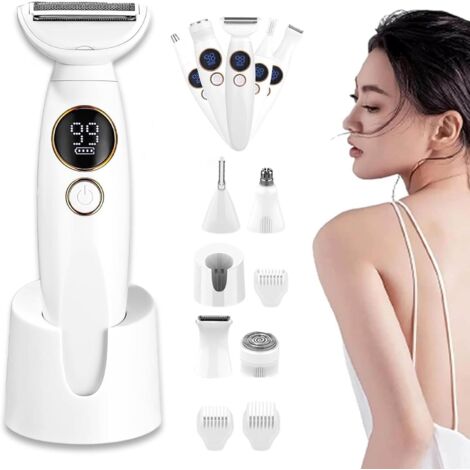 Elios 2025 5-in-1 Damenrasierer, Ipx7 Wasserdichter Mehrzweck-körpertrimmer, Usb-ladefunktion Und Display, Haarentfernung Für Bikinizone, Beine, Achseln Und Nase (b)