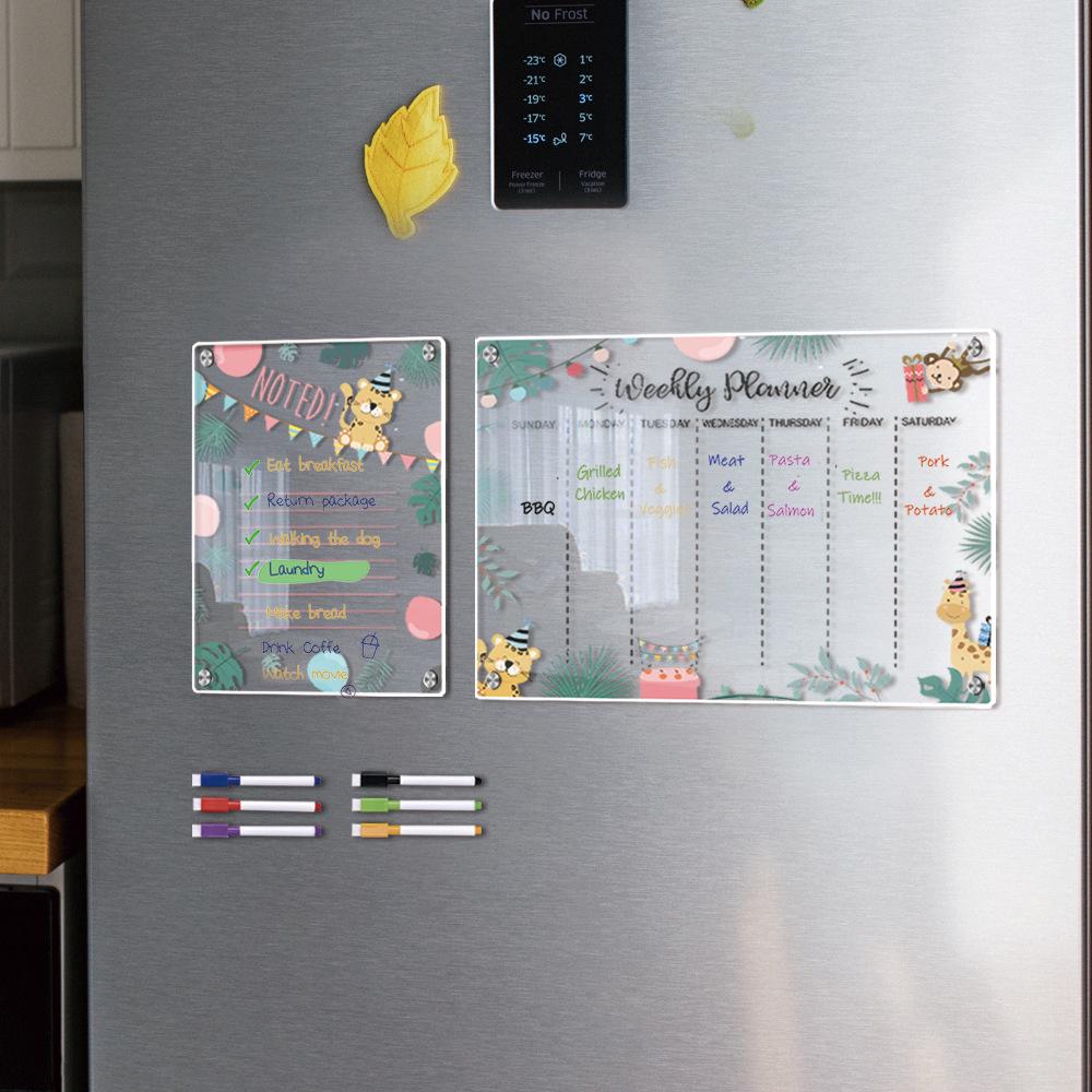 Mini-organizer-set Aus Acryl Mit Tiermotiven, Wiederverwendbare Whiteboard-tafel, Inklusive 6 Markern