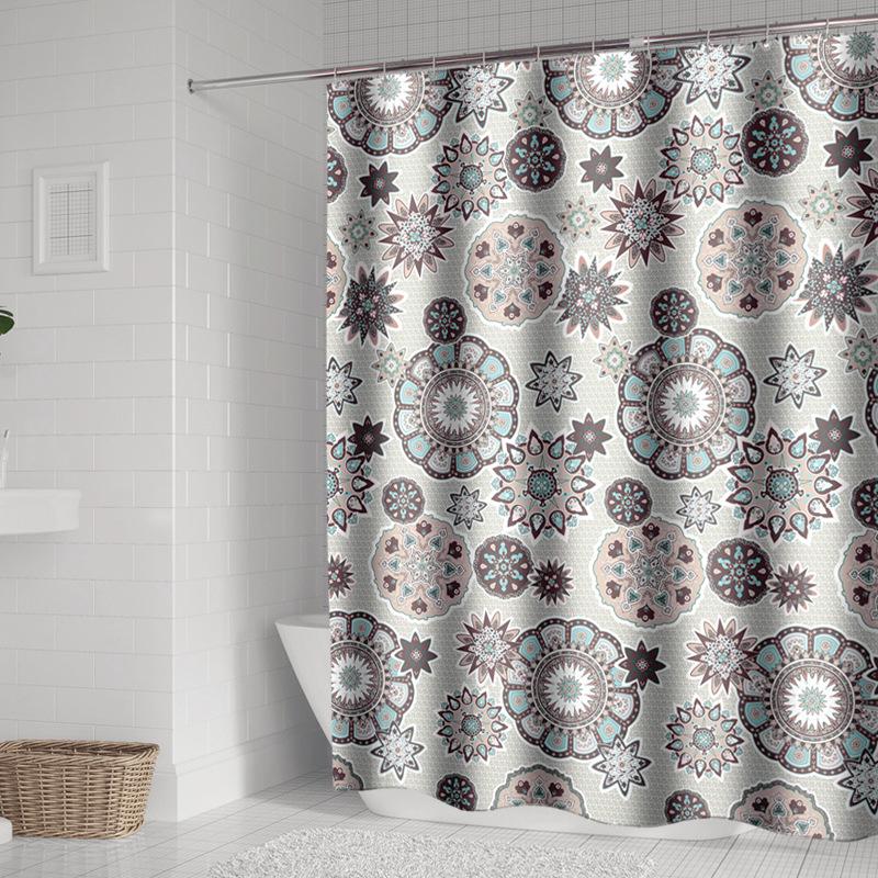 Duschvorhang Im Boho-stil, 180 X 180 Cm, Mit Haken, Wasserdichtes Polyestergewebe, Schimmelresistent, Maschinenwaschbar