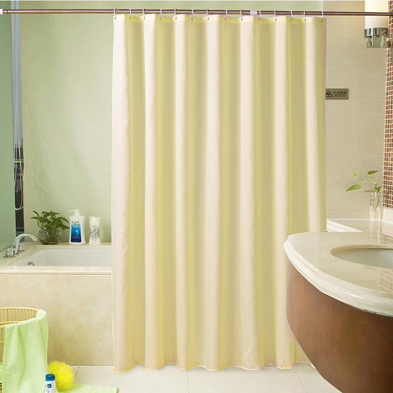 Hellgelber Duschvorhang Mit Haken, 180 X 200 Cm, Wasserdicht Und Schimmelresistent, Waschbarer Polyesterstoff Fürs Badezimmer