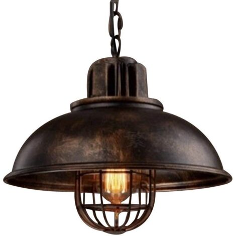 Stoex Pendelleuchte Im Industrie-rost-stil – Vintage-metall-deckenleuchte E27 – Schirm Ø 33 Cm, Höhe 35 Cm, Verstellbare Kette 50 Cm – Kronleuchter Im Loft-design Für Das Wohnzimmer