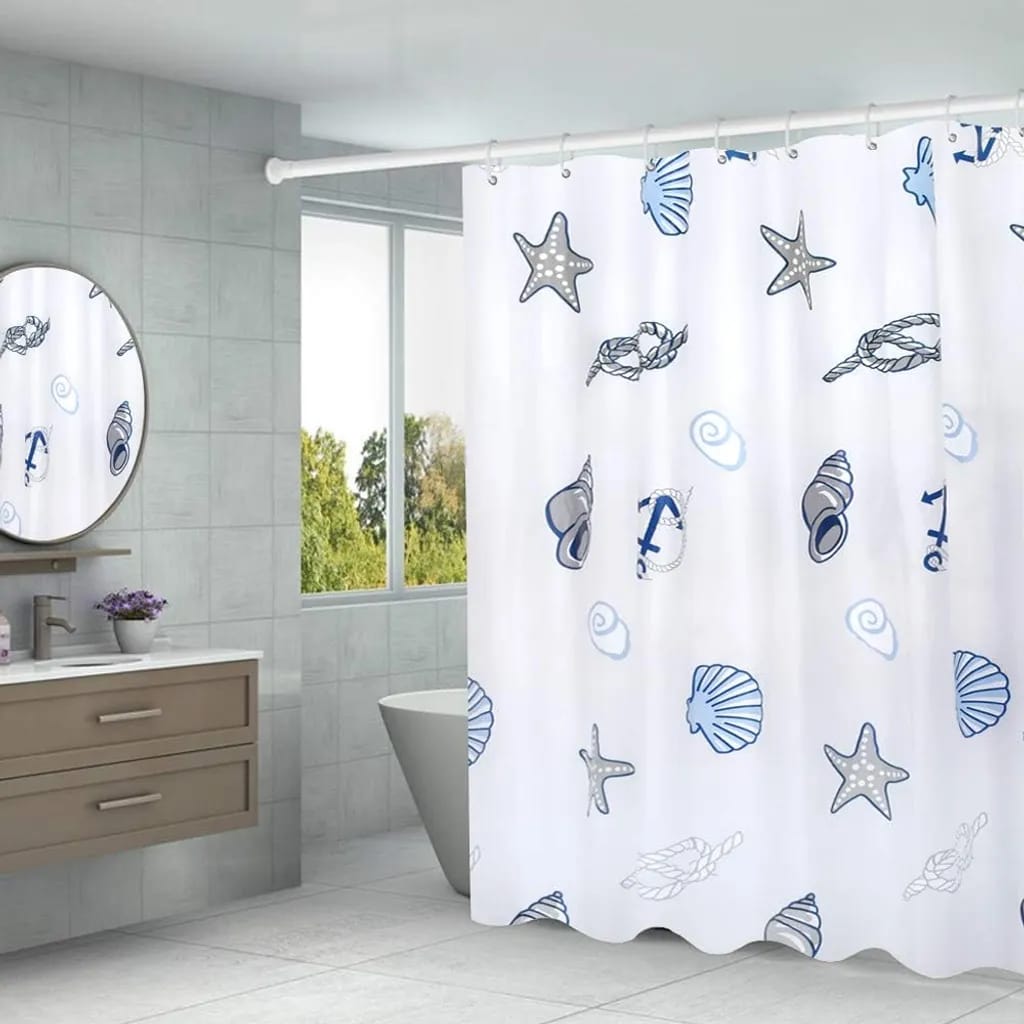 Transparenter Duschvorhang 150 X 200 Cm, Wasserdichtes Peva, Halbtransparent, Schimmelresistent, Pvc-frei, Umweltfreundlich, Waschbar Mit Ringen (shell)