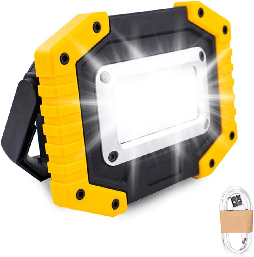 Wiederaufladbarer 30-w-led-flutlichtstrahler Für Baustellen – Sicherheitslampe Mit Akku, 3 Modi Für Camping, Wasserdichte Usb-cob-taschenlampe Zum Angeln Und Wandern (akku Enthalten)