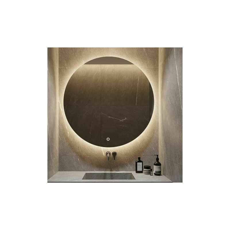 Runder Led-beleuchteter Spiegel 40x40cm, Kosmetikspiegel Mit Touch-dimmer, Warmweißem Licht, Berührungssensor Zum Schminken, Wand- Oder Standspiegel.