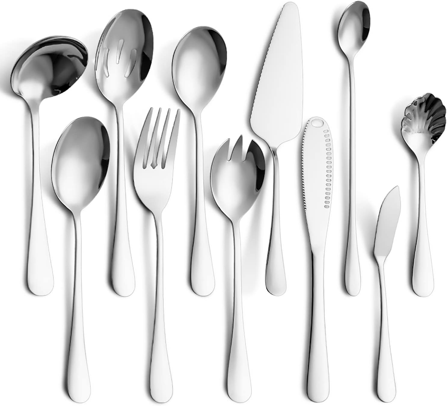 11-teiliges Servierset Aus Edelstahl, Modernes Servierbesteck, Elegante Tischaccessoires Für Buffet Und Küche