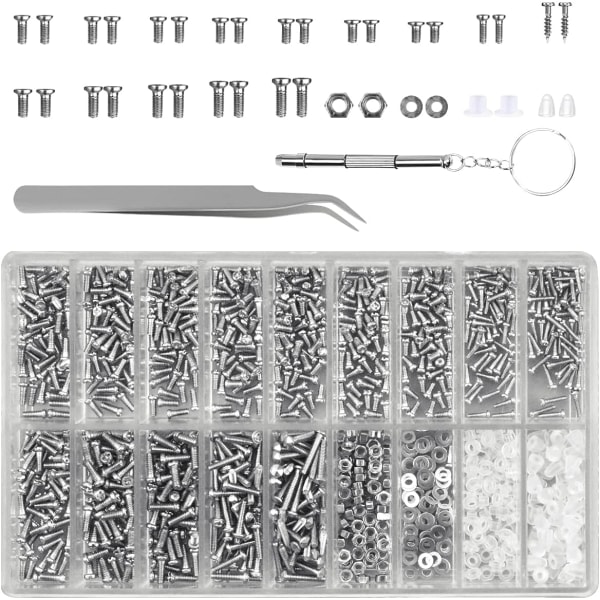 1000-teiliges Brillenreparaturset, Sortiment An Minischrauben Und Bits, Präzisionswerkzeuge Für Brillenfassungen, Optikerzubehör, Praktischer Koffer