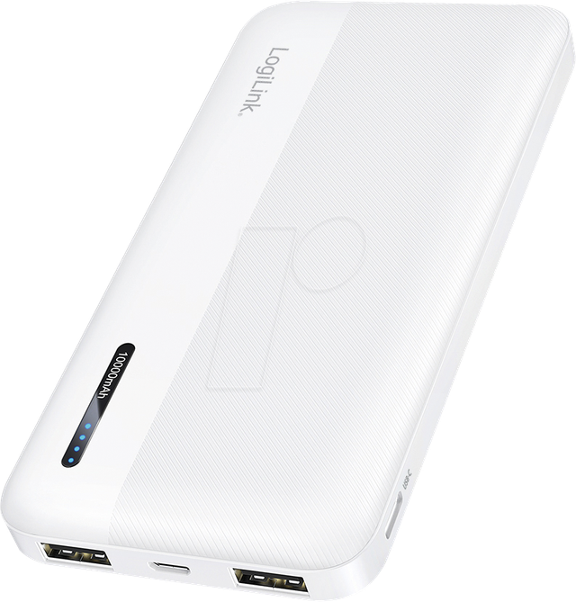 LOGI PA0338WRF - Powerbank, LiPo, 10000 mAh, Schnellladefunktion, 2x USB-A, USB-C