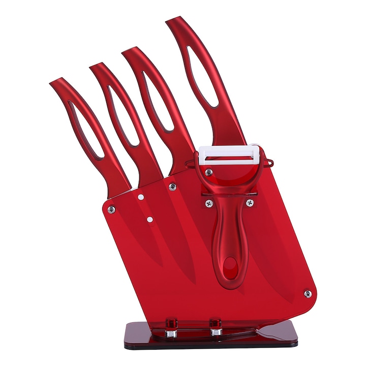 Set Mit 3 Keramik-bucaterie-cutites, 3-6-zoll-klinge, Rosa Culoare, Inklusive Decojitor Bei Einlagenunterstützung