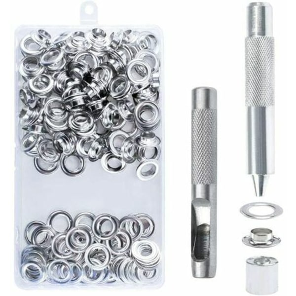 Set Mit 100 Metallösen (14 Mm) Inklusive Setzwerkzeug, Nietset Für Planen, Segeltuch, Zelte, Heimwerkerreparaturen.