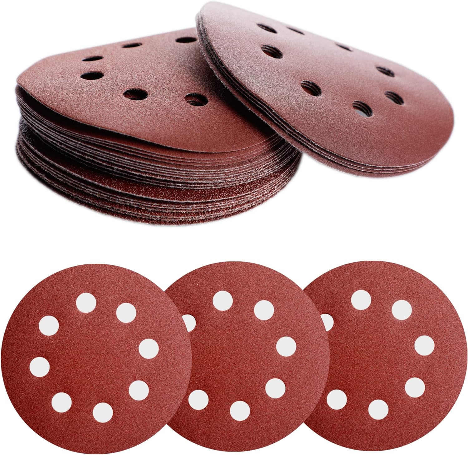 125-mm-schleifscheiben, 50 Runde Schleifpads, Körnung 2500, 8 Löcher, Für Teleskopschleifer, Tellerschleifer Und Giraffenschleifer.