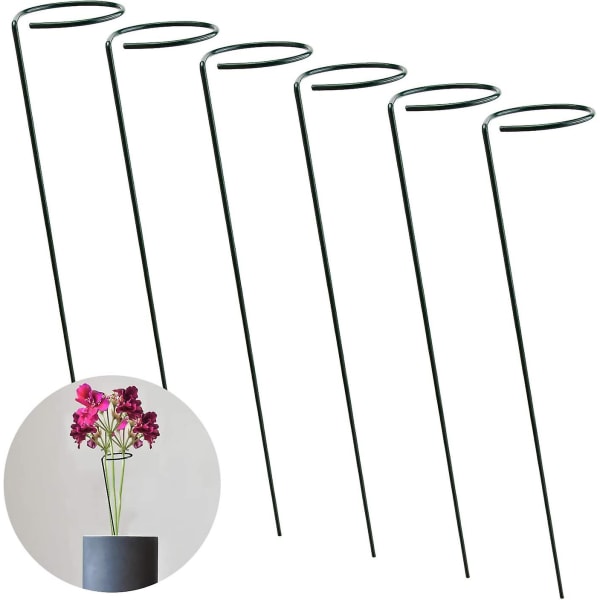 6 Pflanzenringe Aus Stahl, Gartenpfahl, Stängelstütze Für Blumen, Rosen, Tomaten, Lilien, Pfingstrosen (40 Cm)