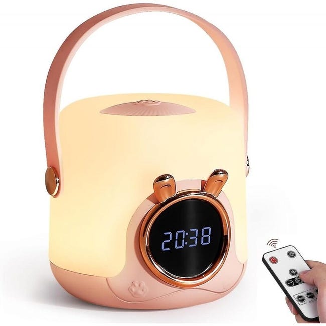 Wiederaufladbares Kindernachtlicht Mit Integrierter Uhr, Tragbarer Touch-nachttischlampe, Timer Und Sanfter Nachtlichtfunktion. Ideal Fürs Babyzimmer Und Die Nacht.