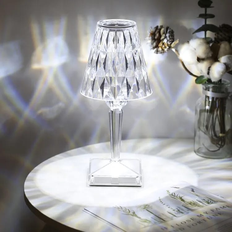 Wiederaufladbare Kristall-diamant-nachttischlampe Per Usb, Touch-nachtlicht Mit Einstellbarer Intensität Und Farbtemperatur, Hell Für Das Schlafzimmer, Elegant Und Modern.