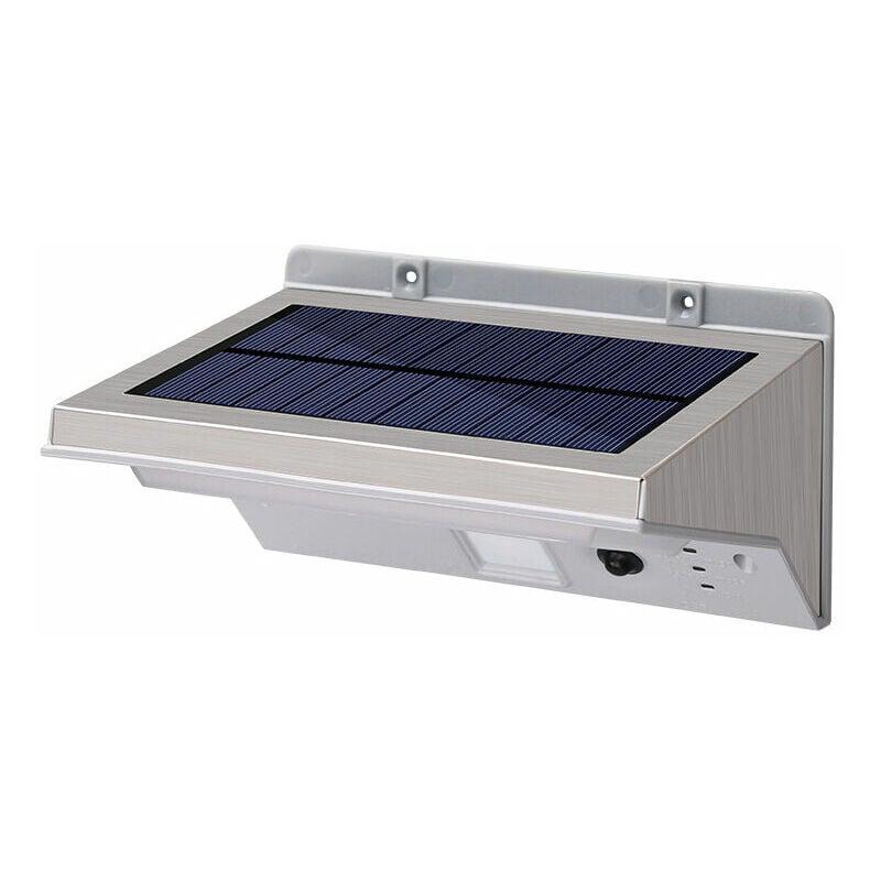 Kaltweißer Led-solar-außenstrahler, 16 Cm Edelstahl-wandprojektor, 3-modus-bewegungsmelder, Leistungsstarke Beleuchtung Für Garten Und Fassade.