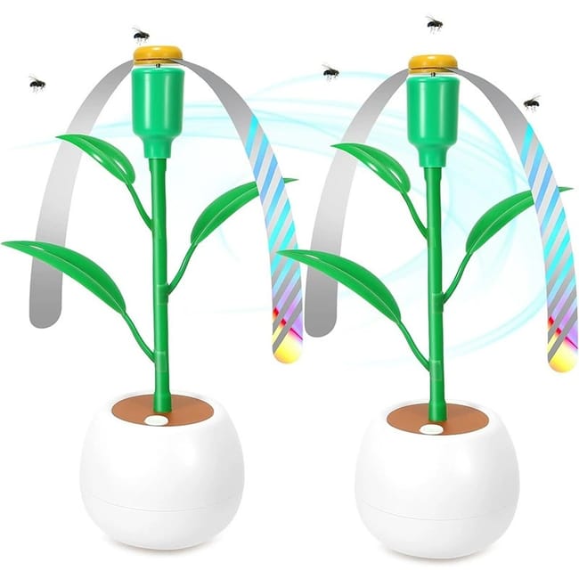 Set Mit 2 Faltbaren Und Kompakten Insektenabweisenden Tischventilatoren Mit Holografischen Flügeln, Die Mücken Und Fliegen Fernhalten.