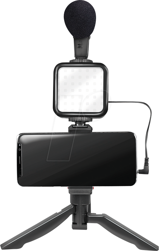 LOGILINK AA0157 - Foto, Vlogger, LED, Mikrofon + Stativ