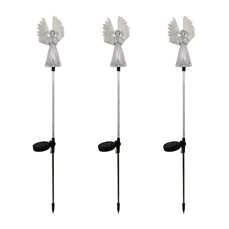 Set Mit 2 Solar-engelsleuchten, Engels-gartenleuchten Mit Bunten Flügeln, Dekorative Außenbeleuchtung Für Wege (2er-pack)