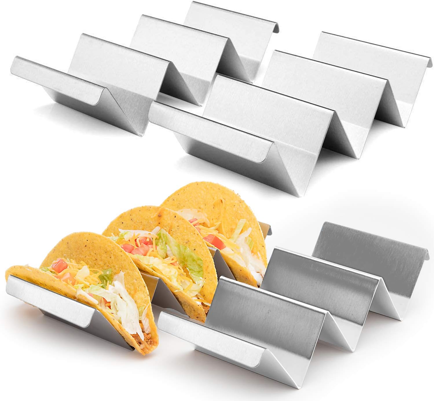 Taco-ständer Aus Edelstahl, 4er-set, Ofenfester Taco-präsentationsständer, Stabiler Und Rutschfester Taco-halter, Ideal Zum Backen Und Servieren, California Home Goods