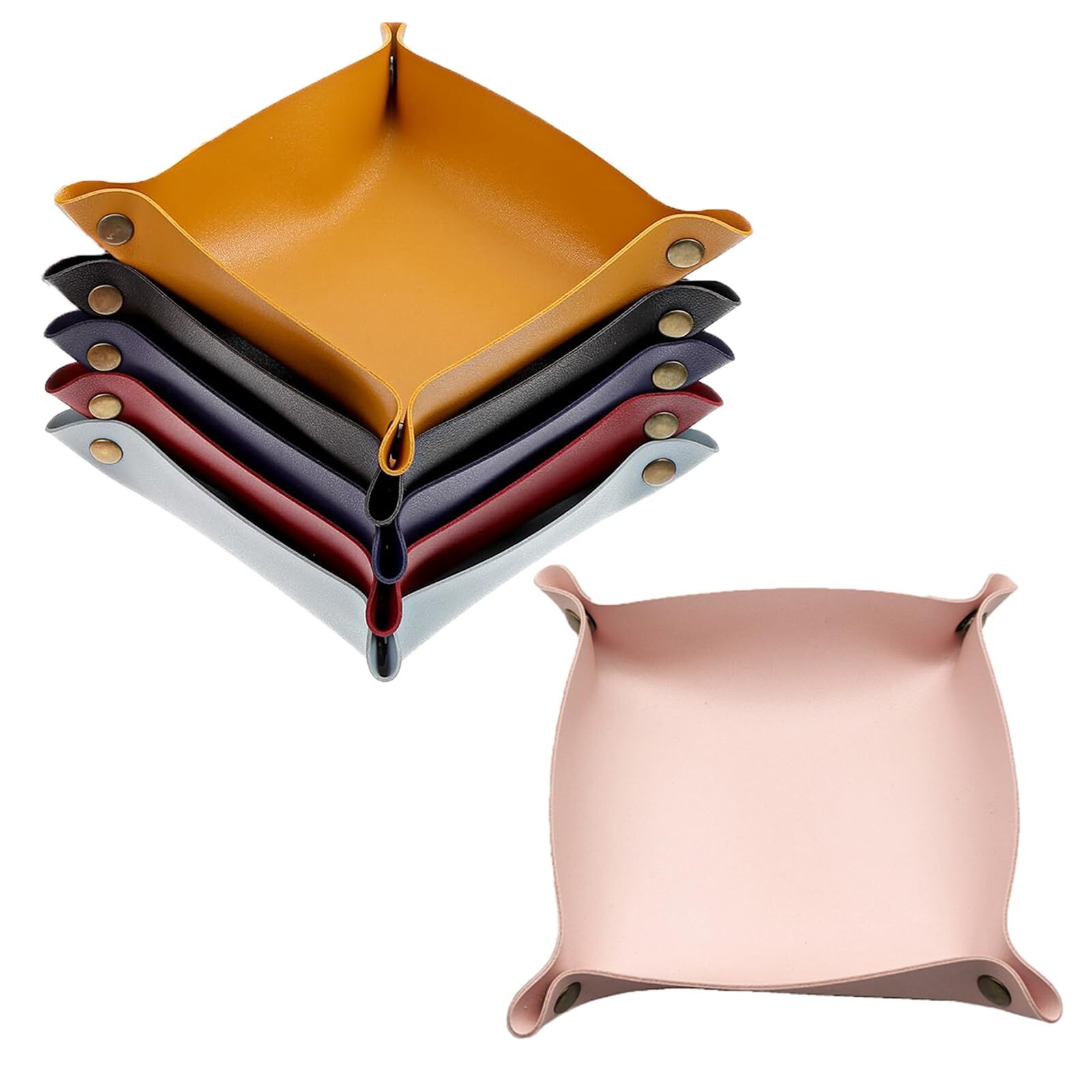 Set Mit 6 Quadratischen Schubladen – Aufbewahrungsbox Aus Kunstleder – Schreibtisch- Und Nachttisch-organizer, Tragbarer Reise-organizer – Ideal Für Damen Und Herren – Für Schlüssel, Geldbörsen, Uhren