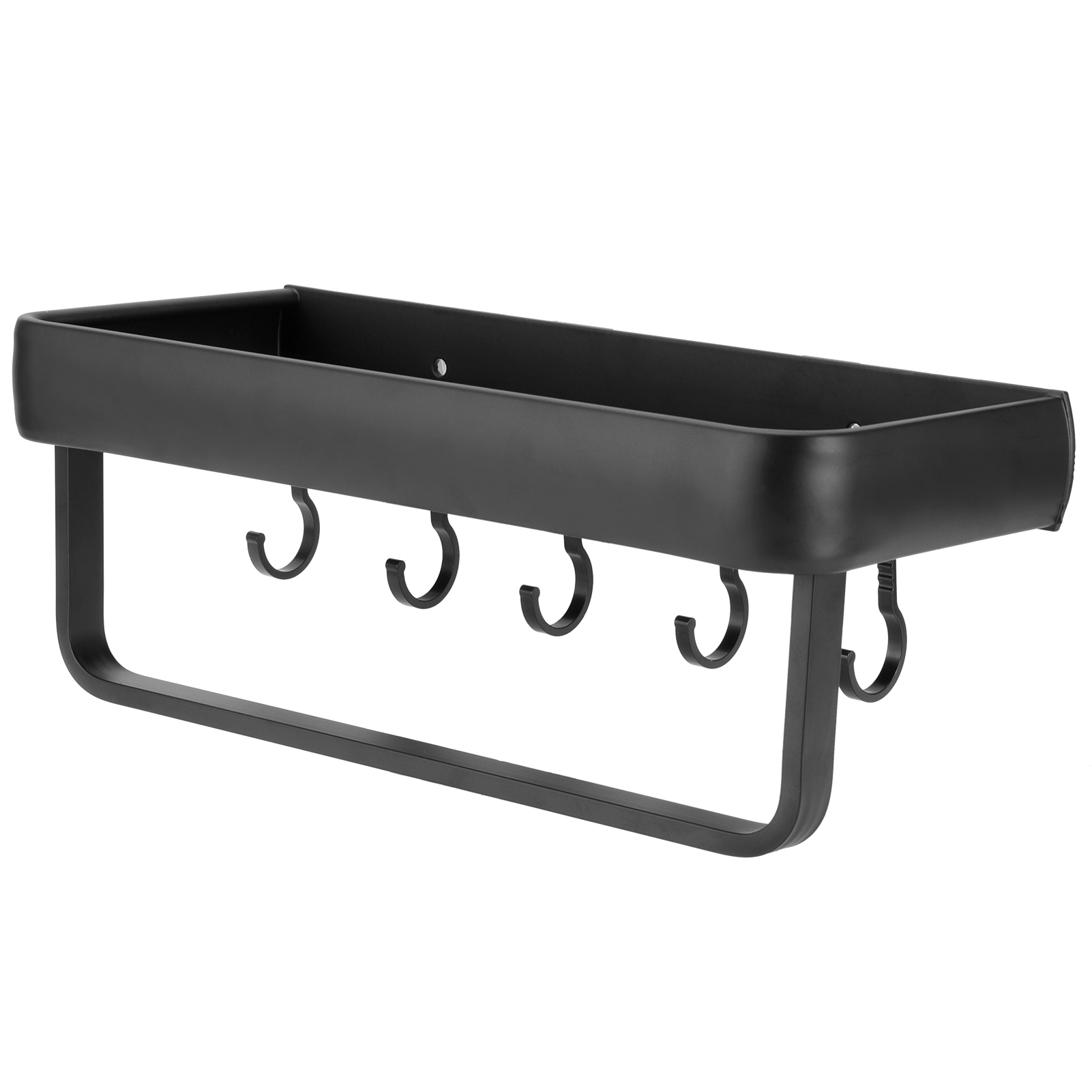 30 Cm Großes Wandregal Aus Aluminium Fürs Badezimmer, Handtuchhalter Mit Stange Und 5 Haken, Hängekorb Zur Aufbewahrung, Ablage Für Allerlei Kleinigkeiten (einstöckiges Modell)