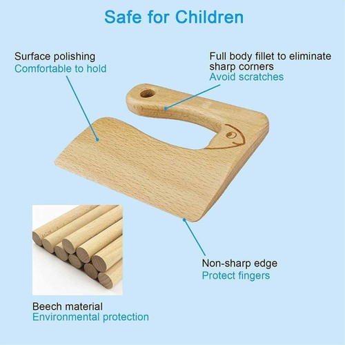 Montessori-küchenmesser Aus Holz Für Kinder, Sicheres Kindermesser Zum Schneiden Von Obst Und Gemüse, Natürlicher Holzhacker, Pädagogisches Kochspielzeug, Geeignet Für Kinder Von 2-10 Jahren (fisch)