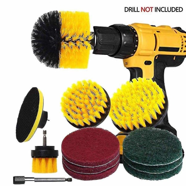 Borrborste Reinigungsset Mit 15 Cm Verlängerung, 4 Bürsten Und 6 Pads, Vielseitiges Bohrmaschinenzubehör, Effiziente Reinigung Von Bad Und Küche.