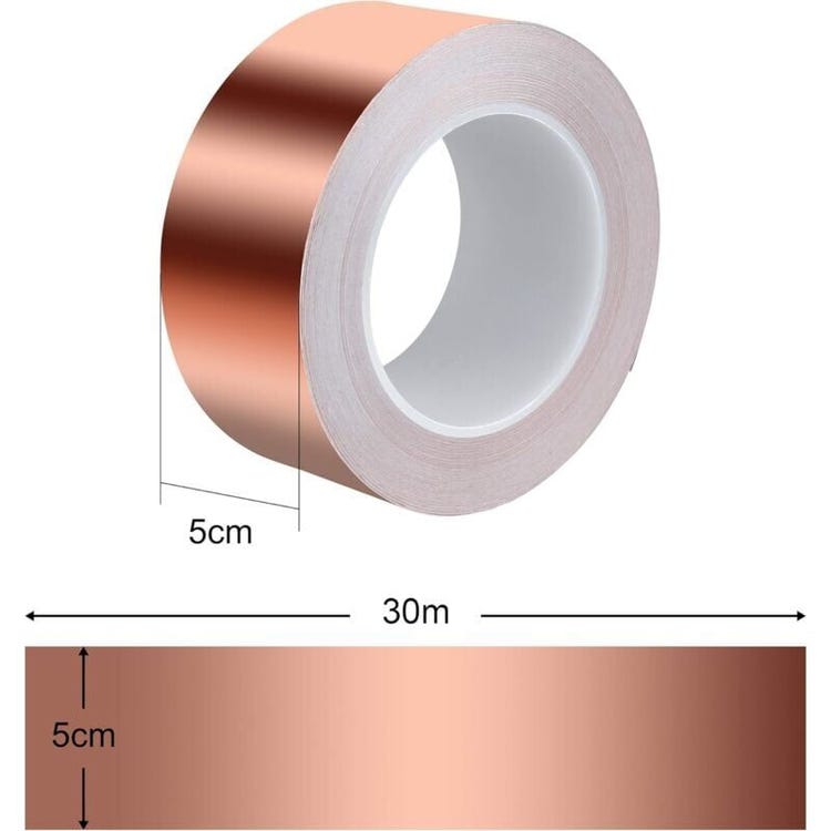 30 M X 50 Mm Kupferband, Hochwertiges Kupferband Für Emi/emv-abschirmung, Dickes Leitfähiges Band Für Reparaturen, Heimwerkerarbeiten Und Bastelprojekte, 30-meter-rolle