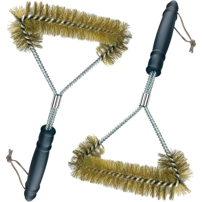 2-teilige Grillreinigungsbürste, 30,5 Cm, Messingborsten, Hitzebeständiger Griff