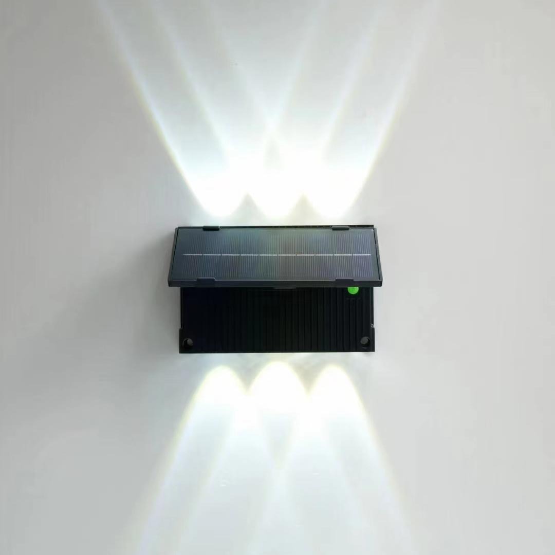 Solar-wandleuchte Für Den Außenbereich, 2er-pack Led-strahler (nach Oben Und Unten Gerichtet), Wasserdichte Gartenbeleuchtung, Warmweißes Solar-wandlicht