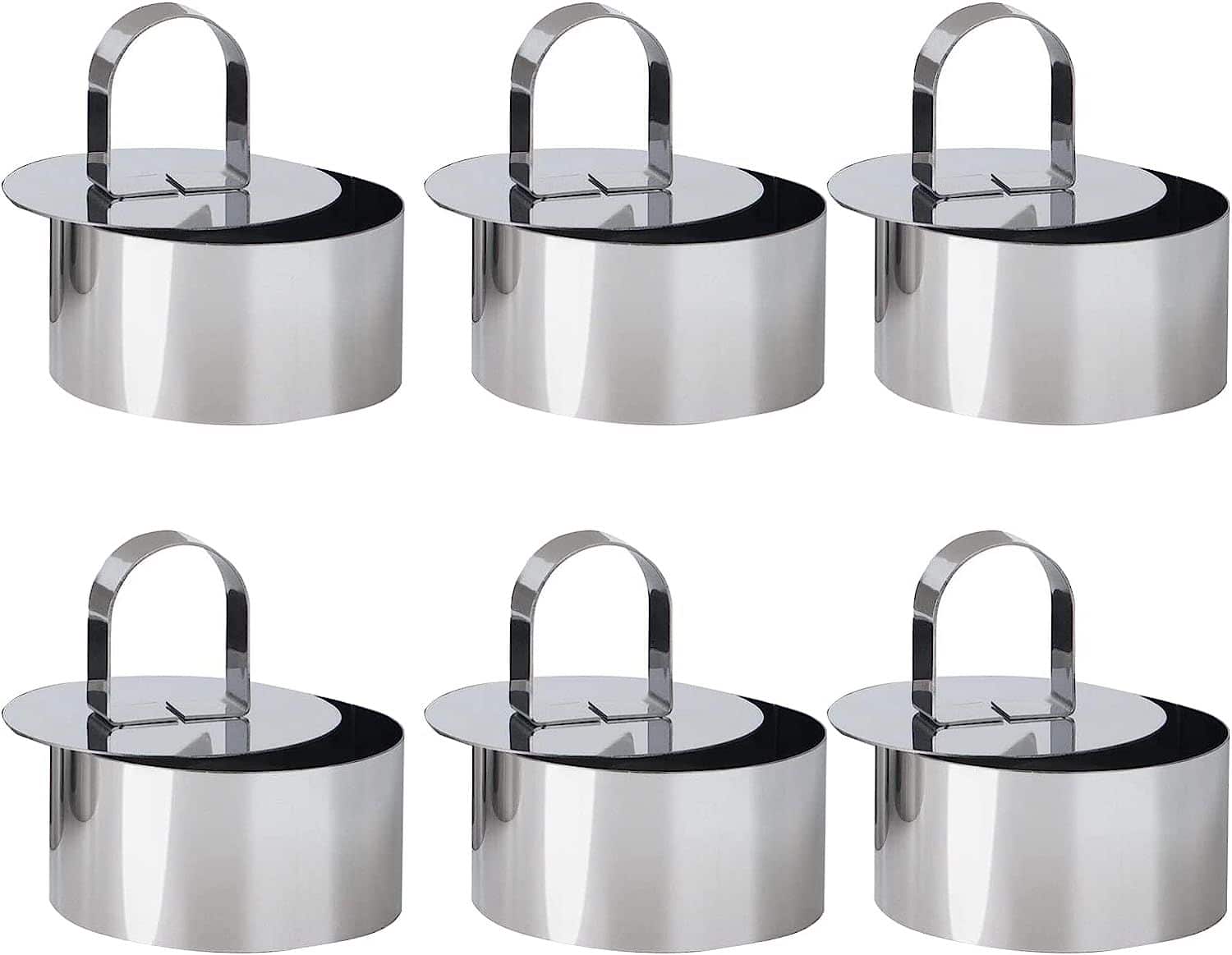 6 Runde 8-cm-ausstecher, Tortenringe Aus Edelstahl, Mousse-ringe Mit Stopfer, Professioneller Keksausstecher
