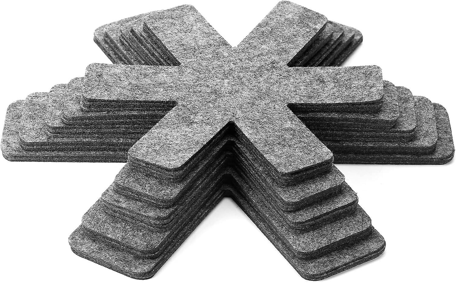 Set Mit 20 Schonern Und 5 Trennwänden Aus Grauem Filz Für Töpfe Und Pfannen, Verschiedene Größen, Rutschfeste Und Kratzfeste Pads Zum Stapeln Und Schützen Ihrer Küchenutensilien