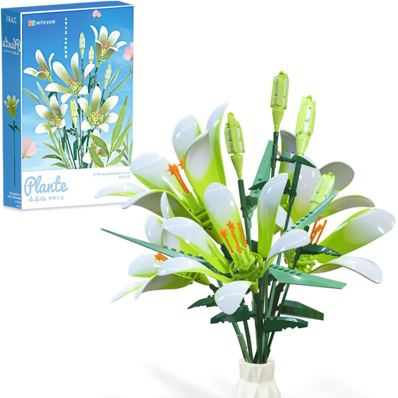 Lilienstrauß Aus Bausteinen, 518 Teile, Kompatibel Mit Lego, Künstliches Blumenset Zur Dekoration
