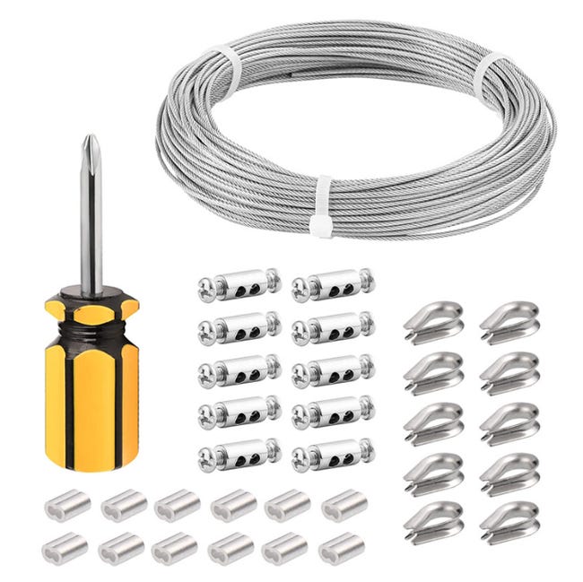 30 M Langes, Ummanteltes Edelstahlseil 304 (2 Mm Durchmesser) Mit Spannvorrichtung, Wäscheleinen-klemmen-set, Spannschloss Und Edelstahl-seilklemme