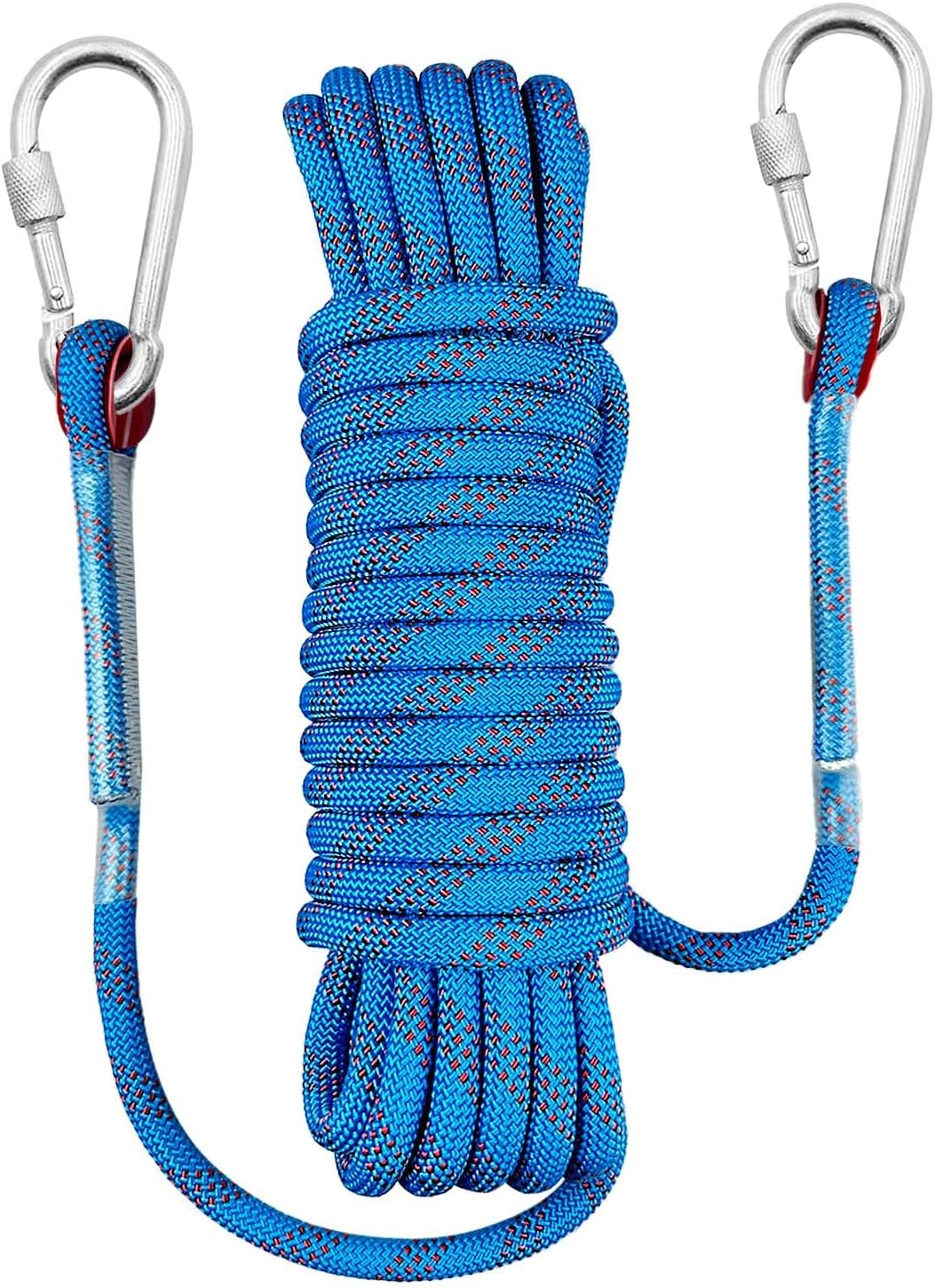 10 M Langes Kletterseil Aus Robustem Nylon, 10 Mm Durchmesser, Ausgestattet Mit 2 Karabinern, Ideal Für Bergsteigen, Abseilen Und Rettungseinsätze.