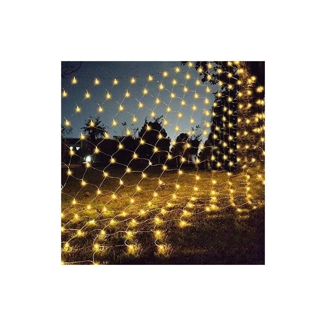 Led-lichternetz Mit 672 Leds, 6 M X 4 M, 8 Modi, Wasserdicht, Geringer Stromverbrauch, Einstellbare Intensität, Ideal Für Hochzeitsfeiern, Warmweißes Licht