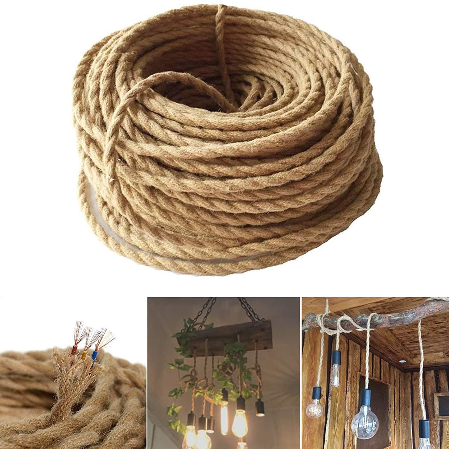 10 M Langes Elektrokabel, 2-adrig, Vintage-textilkabel Mit Kupferummantelung, Im Retro-industrie-stil Geflochten, Für Diy-leuchten Und Pendelleuchten
