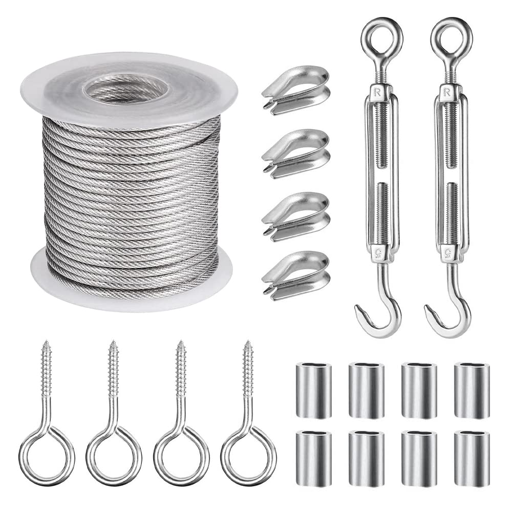 15 M Edelstahlseil Mit M5-spannvorrichtung, Pvc-stahlseil-set Mit Ösenhaken, Ideal Für Wäschetrockner, Zelte Und Außenleuchten