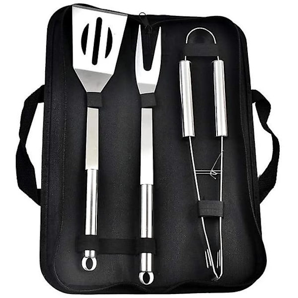 3-teiliges Grillbesteck-set Aus Edelstahl: Pfannenwender, Grillzange, Grillgabel – Professionelles Grillset
